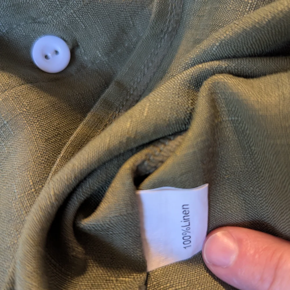 107. NWOT Green Button Down Shirt with Short Sleeves - Picture 5 of 6